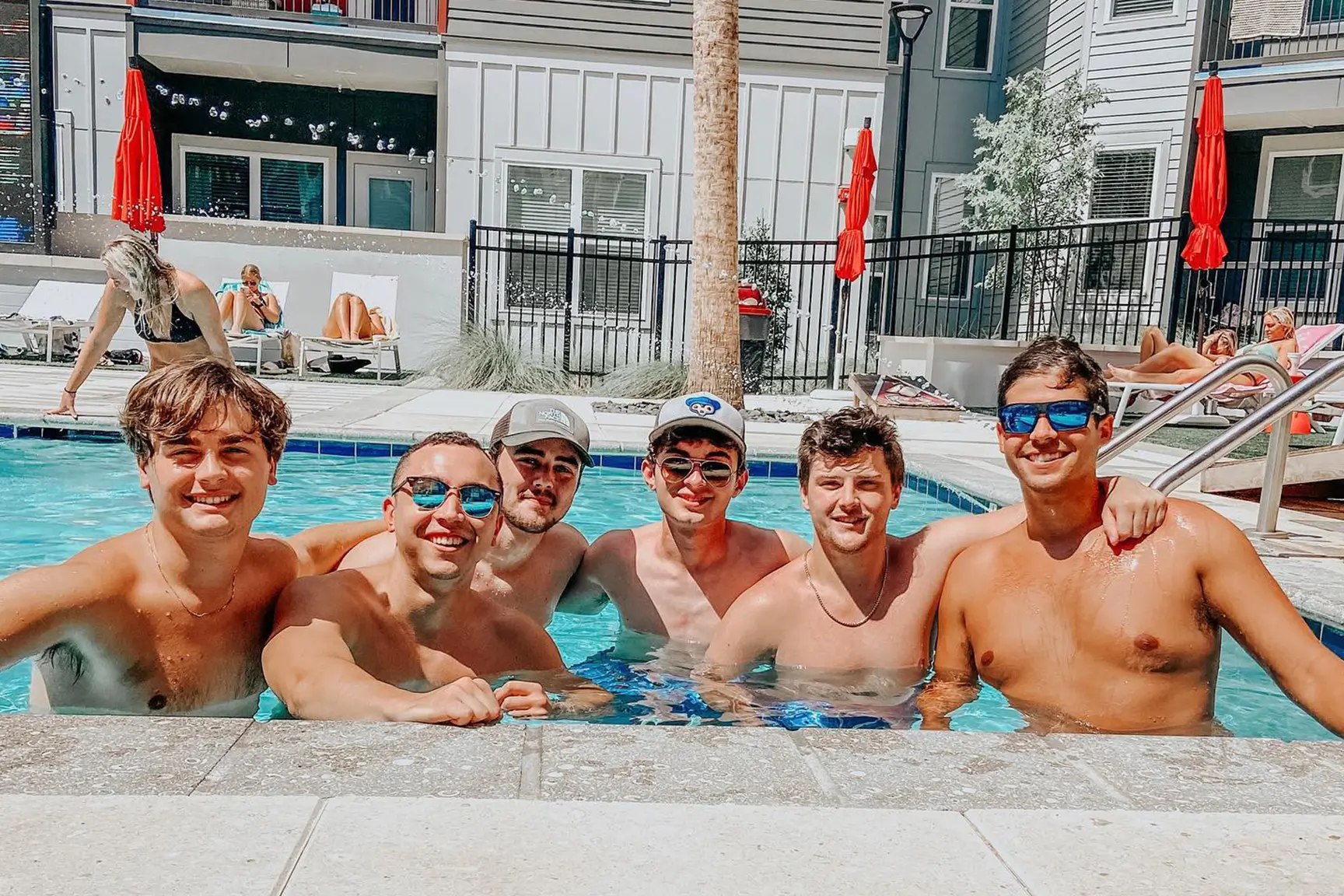 friends in pool