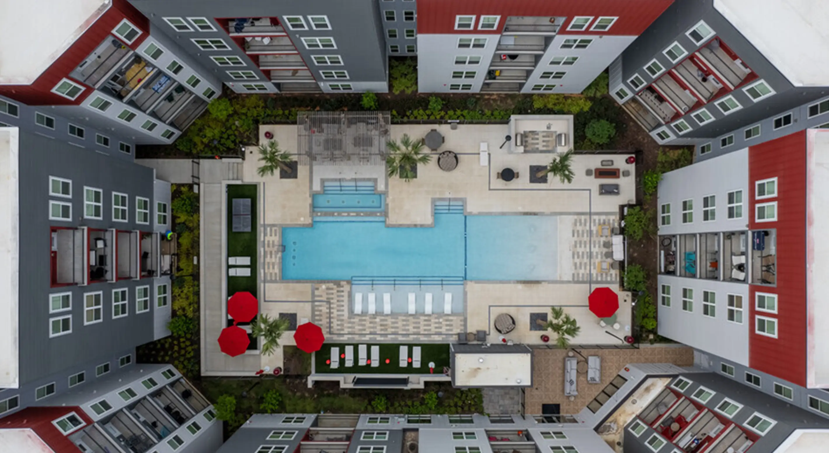 aerial view of a swimming pool
