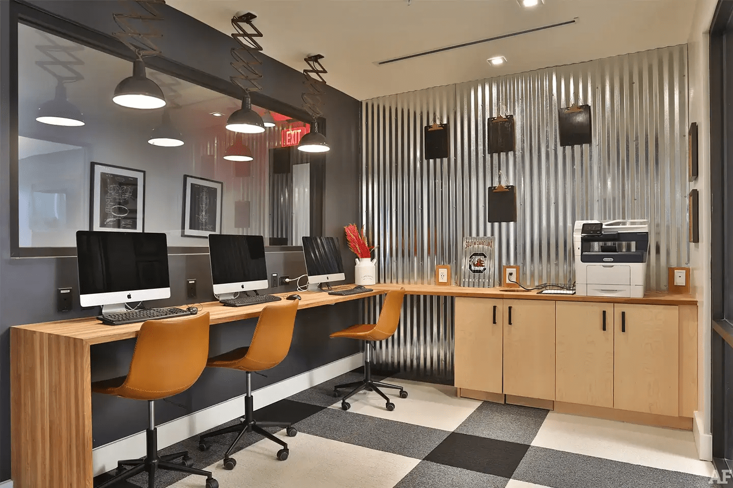 Study space with desktop computers